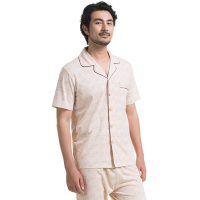 顶瓜瓜睡衣男夏天 纯棉短袖长裤韩版简约舒适彩棉男士家居服套装_a77