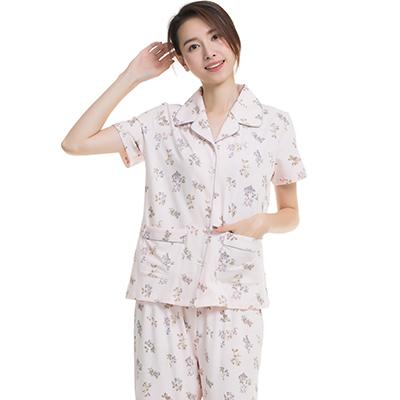 顶瓜瓜睡衣女夏纯棉家居服短袖套装100%棉舒适透气印花清新顶呱呱粉色