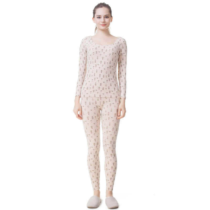 顶瓜瓜内衣女套装 薄款棉质长袖秋衣秋裤性感大圆领内搭秋冬新品