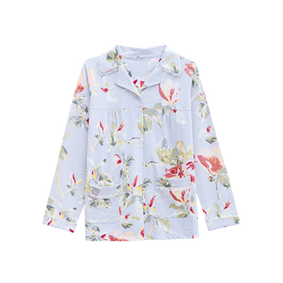 顶瓜瓜花卉女士棉家居服套装 印花休闲春季长袖棉质女睡衣新品