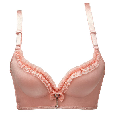 曲慕QuMu 无钢圈深V花边磁疗文胸舒适聚拢胸罩调整型微循环内衣QM7610