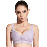 曲慕QuMu 无钢圈大码哺乳文胸薄杯蕾丝内衣肩带可开扣胸罩QM7636