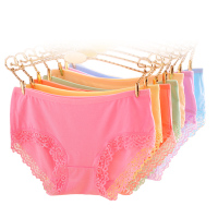 曲慕QuMu 3条装女士内裤低腰性感蕾丝边提臀棉女三角裤N6392-3