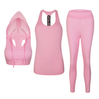 曲慕QuMu 跑步防震运动文胸套装连帽三件套内衣女透气吸汗瑜伽服QM7831-1