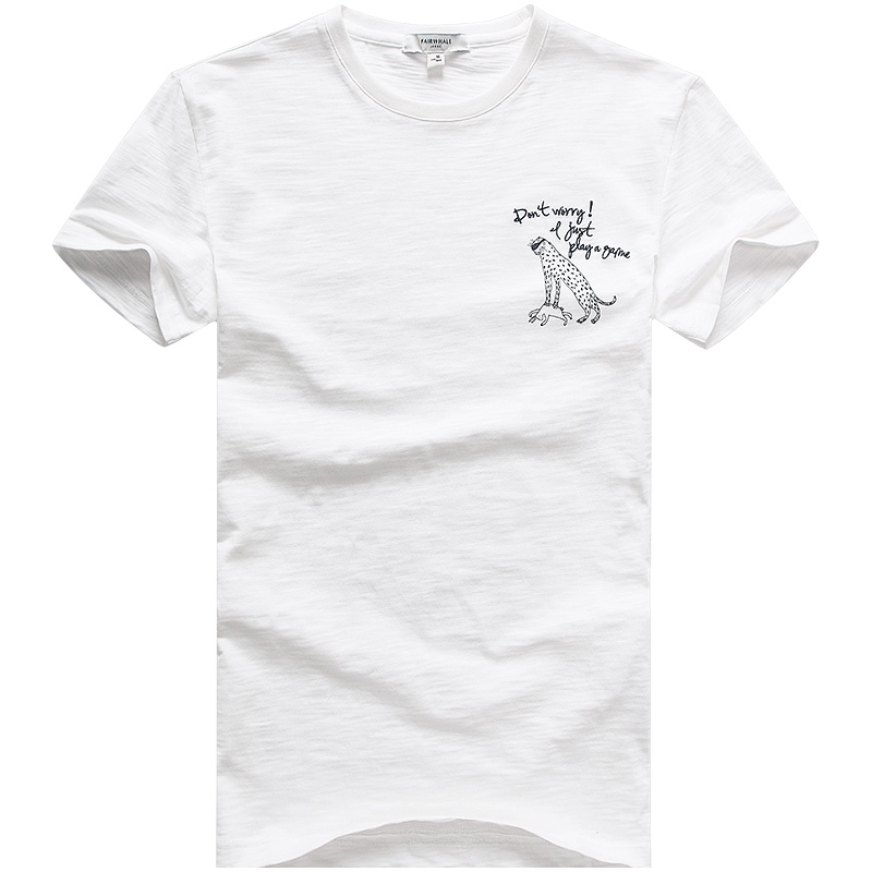 马克华菲短袖T恤男圆领纯棉2018新款韩版修身黑色白色夏季短袖潮