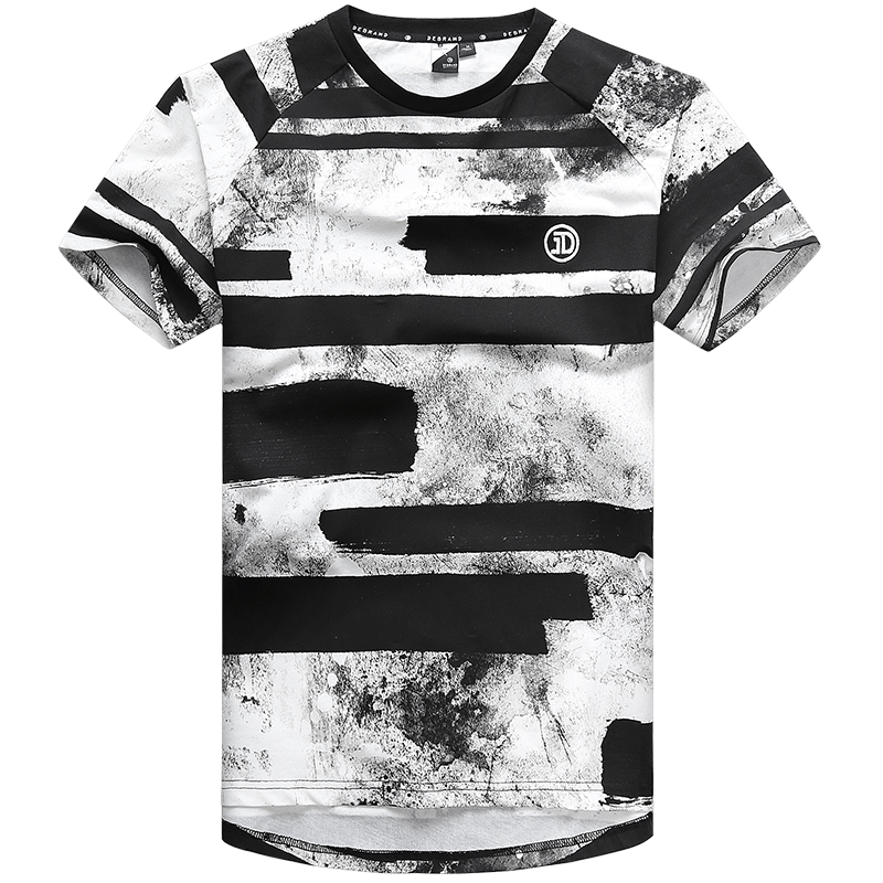 马克华菲短袖T恤男士宽松韩版潮流涂鸦印花学生青年半袖夏季上衣