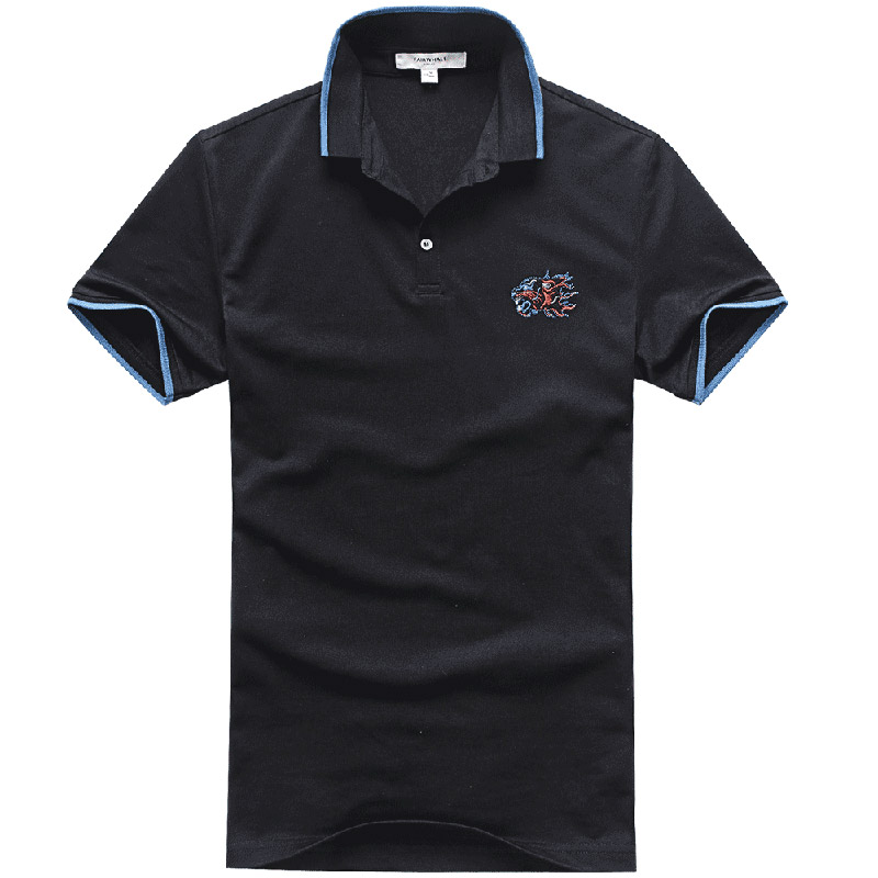 马克华菲T恤男短袖polo衫 夏季新款修身韩版简约潮流刺绣T恤