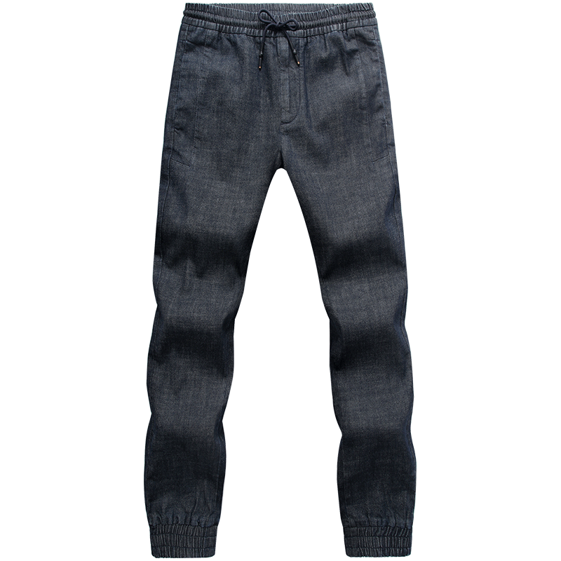 马克华菲牛仔裤男2018秋季新款束脚小脚裤抽绳松紧裤哈伦裤潮裤子