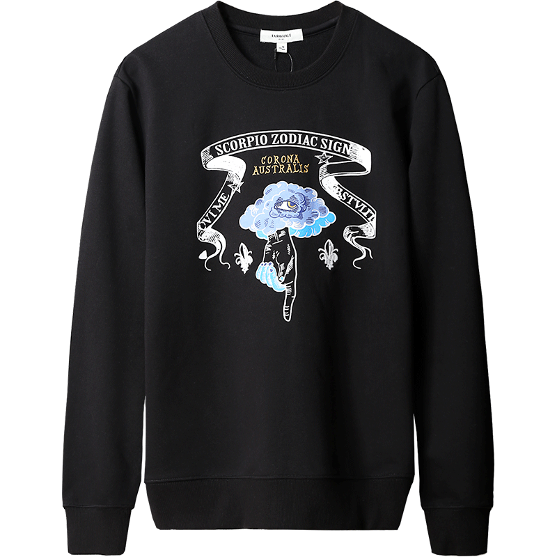 马克华菲卫衣男2017秋季新款韩版潮流长袖印花圆领套头男装外套潮