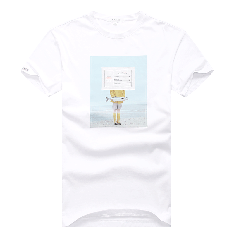 马克华菲短袖T恤男2018夏季新款韩版纯棉白色创意打底衫半袖体恤