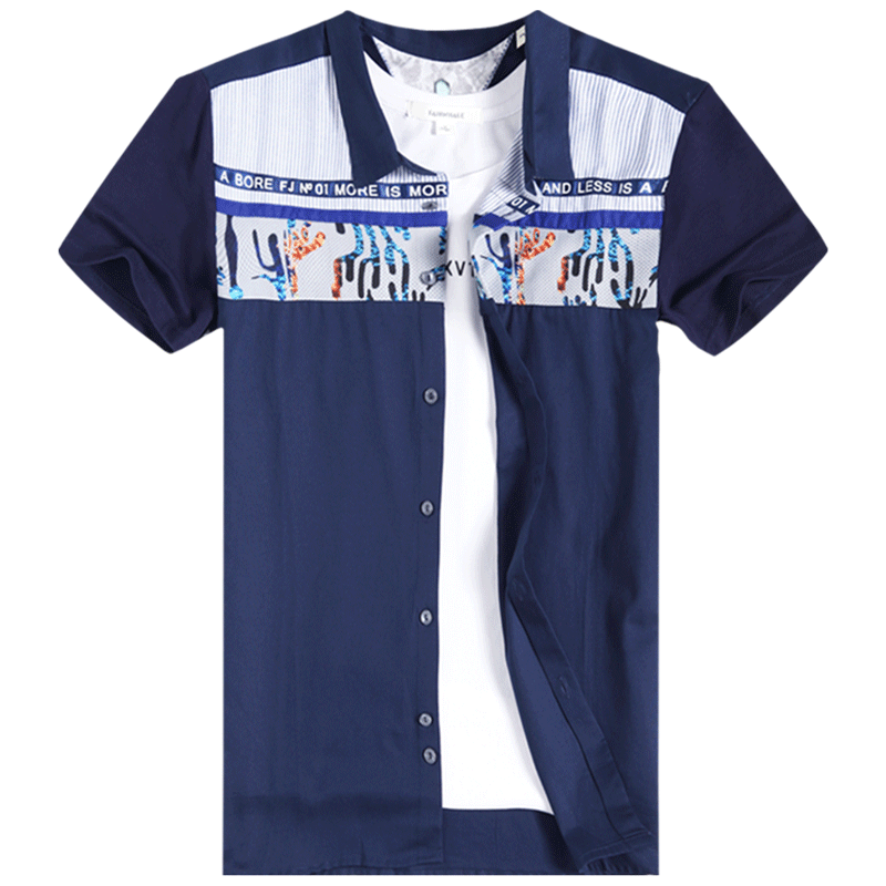 Z马克华菲男士短袖翻领衬衫夏季新款韩版潮流纯棉修身半袖衬衣潮