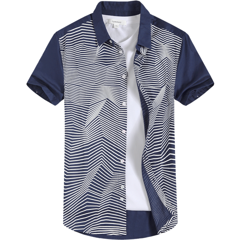 Z马克华菲男士短袖衬衫夏季新款韩版潮流纯棉薄款休闲衬衣上衣潮