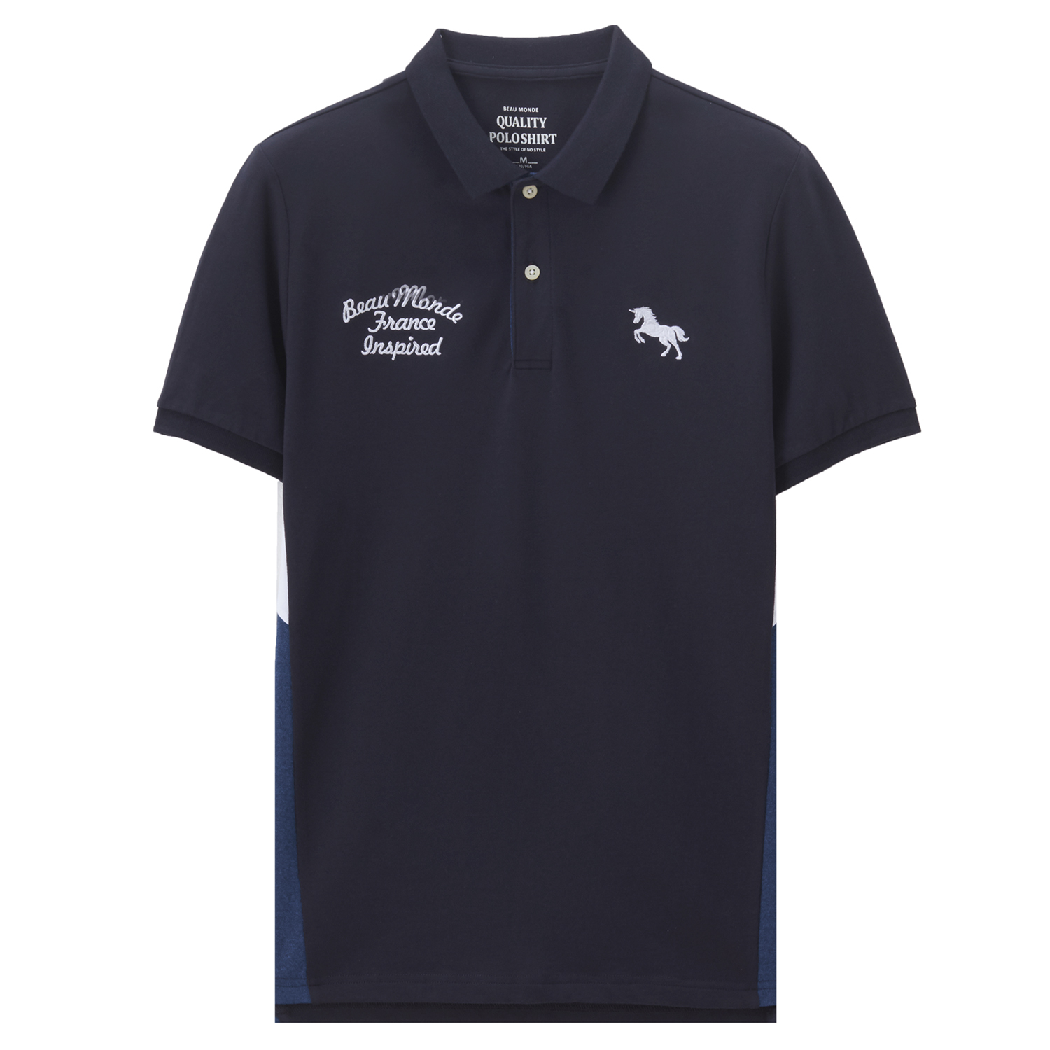 佐丹奴Polo衫 男装蓝白撞色刺绣保罗衫 弹力珠地布POLO衫13018202