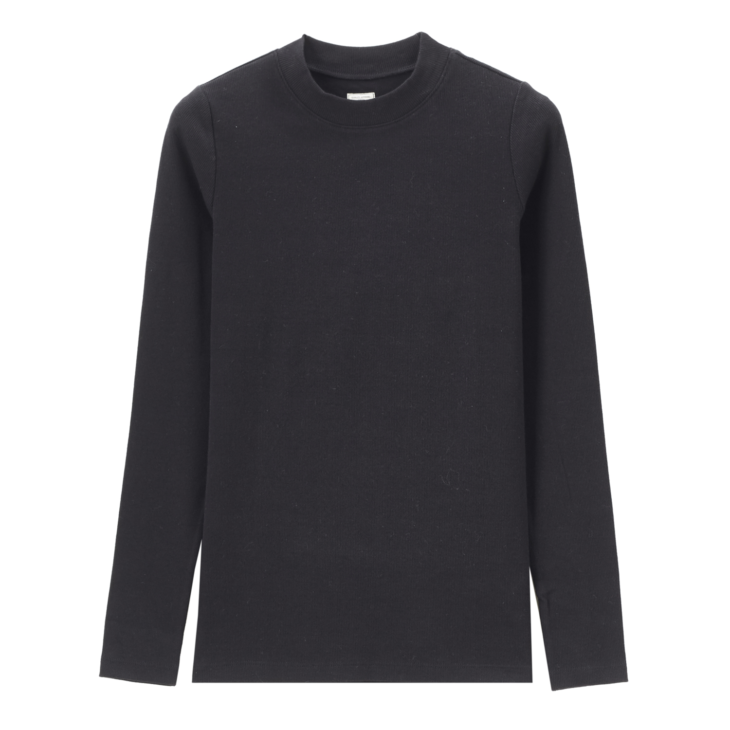 佐丹奴长袖t恤女 弹力棉半高圆领条纹体恤 简约秋上衣女 05328618