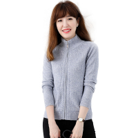 山羊绒衫女纯色短款修身立领外套XSHL1709