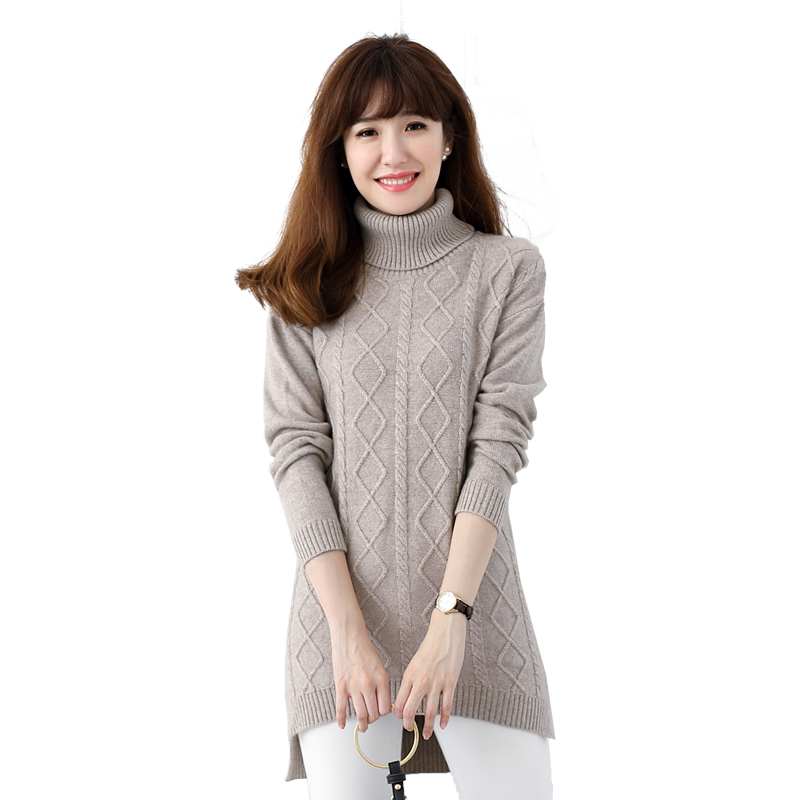 17新款高领羊绒衫女中长款加厚套头打底XSHL1733