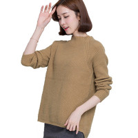 秋冬韩版羊绒衫女圆领毛衣套头长袖宽松纯色短款YZX-01