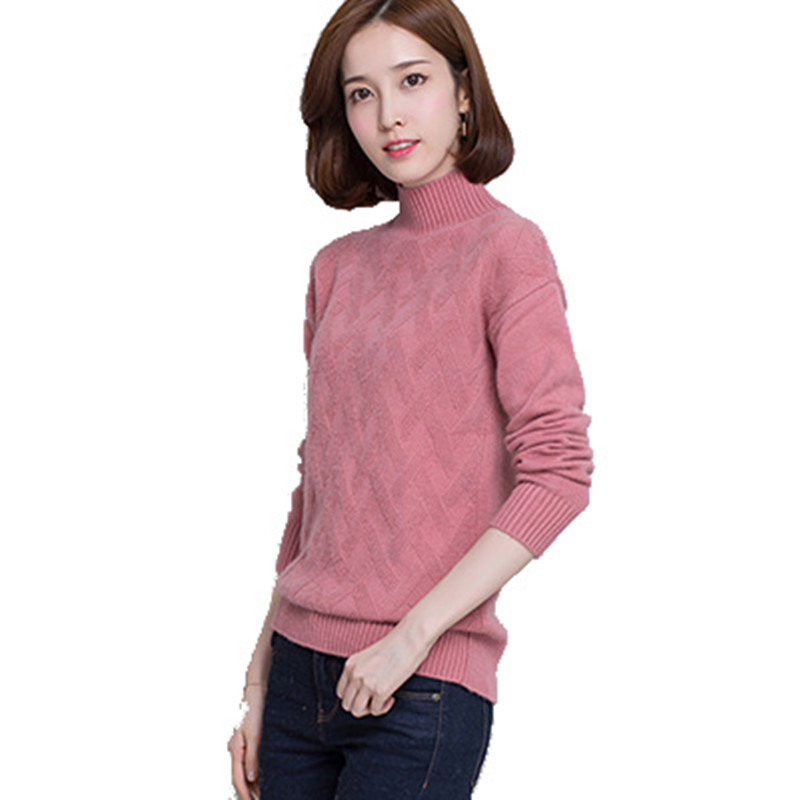 秋冬新款半高领羊绒衫套头修身加厚毛衣女长YZX-12席编