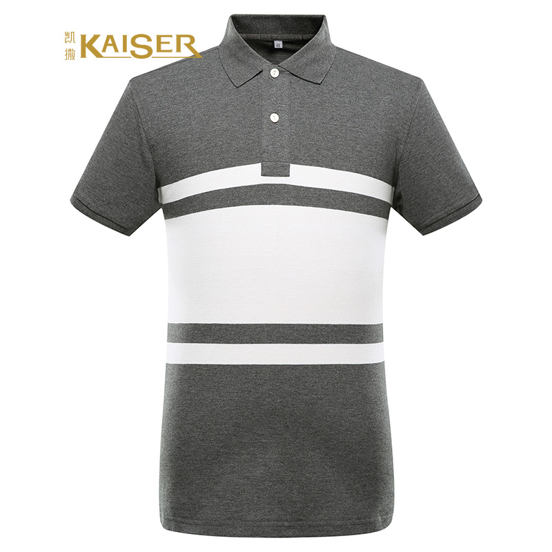 KAISER凯撒 POLO衫短袖男士纯棉百搭时尚个性休闲条纹半袖衫