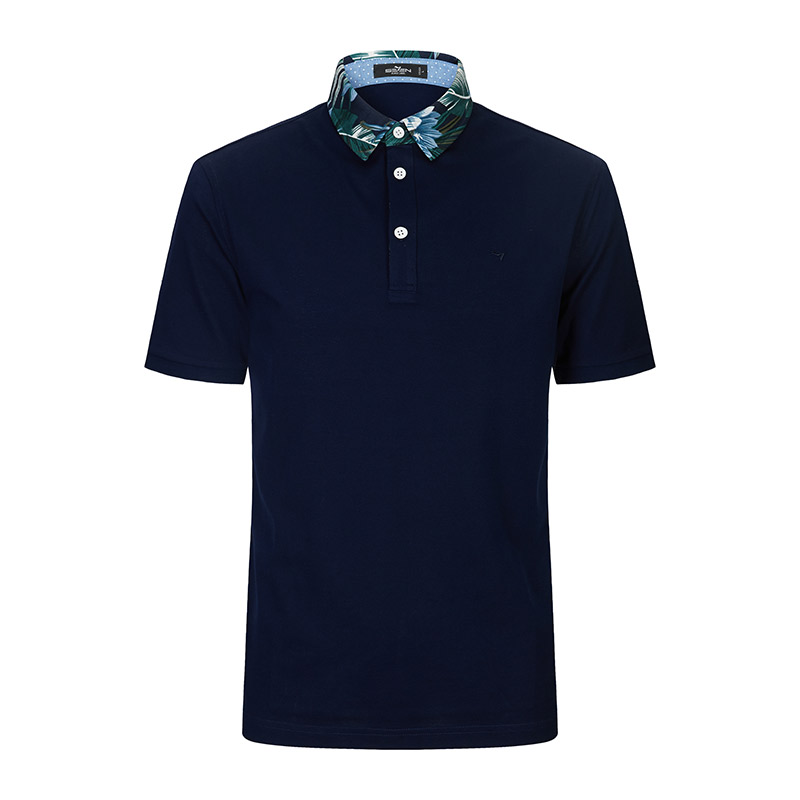 柒牌SEVEN男装丝光棉短袖T恤衫短t翻领撞色短袖男时尚polo衫