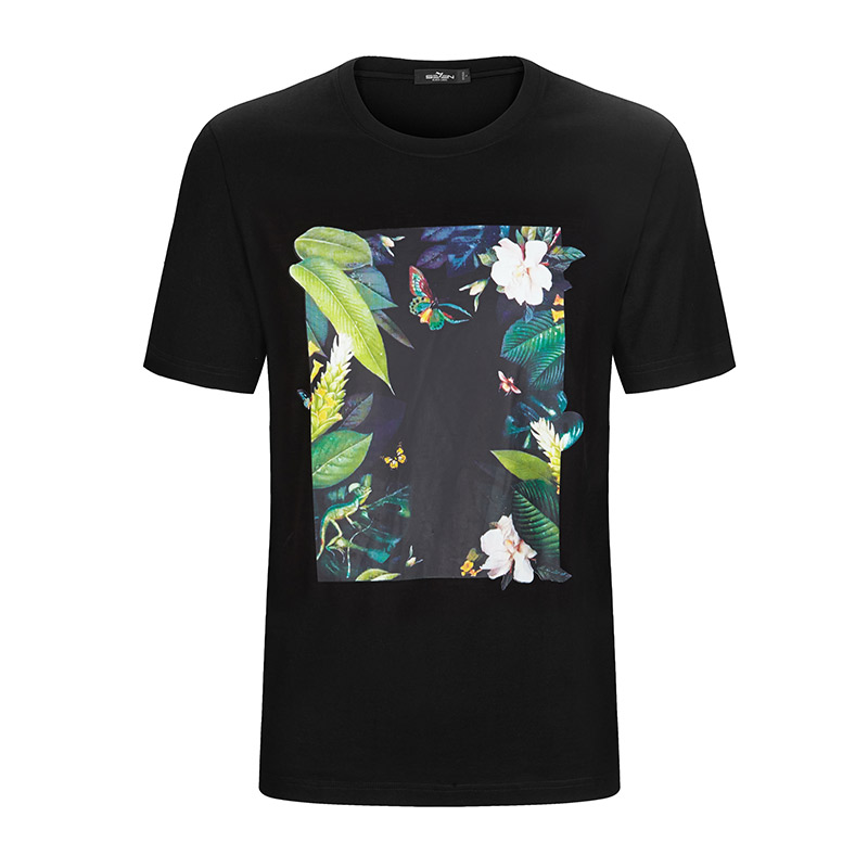 柒牌SEVEN男装短袖T恤时尚休闲个性潮流印花短T圆领t恤