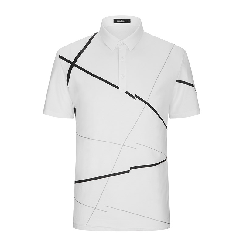 柒牌SEVEN男装短袖T恤男翻领青年韩版潮流印花POLO衫时尚