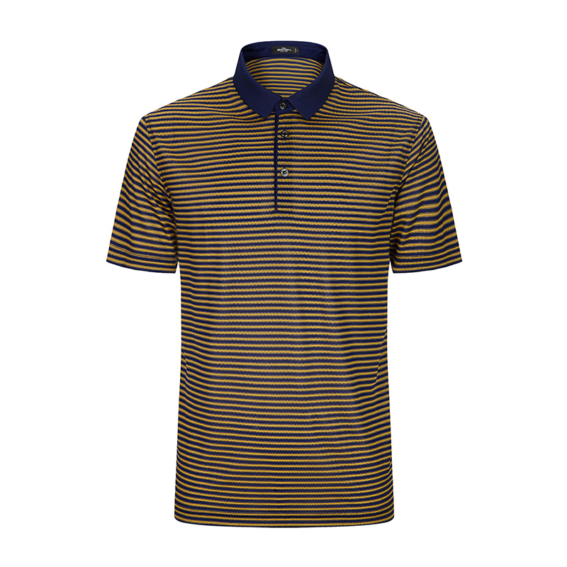 柒牌SEVEN男装短袖T恤男薄款青年男士商务休闲条纹翻领体恤衫