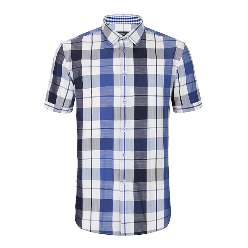 柒牌SEVEN男装短袖衬衫夏季短袖格子花纹衬衫青年时尚休闲衬衣