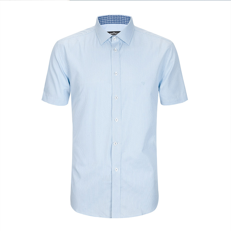 柒牌SEVEN男装短袖衬衣男青年时尚上班商务休闲格子衬衫