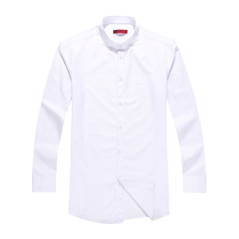 柒牌SEVEN男装长袖衬衫商务白色暗纹立领衬衣时尚修身衬衣
