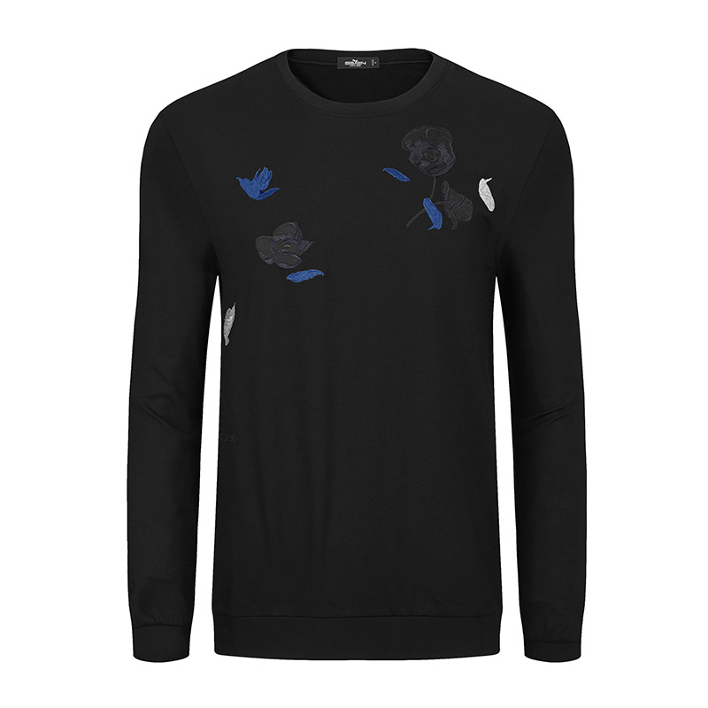 柒牌男装卫衣男2017秋季新品青年男士时尚休闲圆领潮流绣花卫衣113K28770