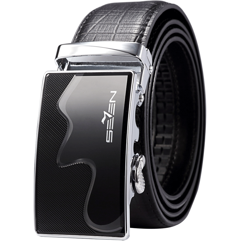 柒牌SEVEN二层牛皮商务休闲真皮自动扣皮带青中年外穿腰带经典裤带112P90260