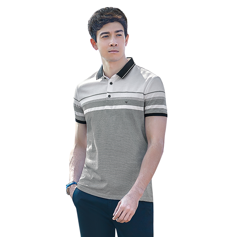 柒牌SEVEN男装丝光棉POLO衫短袖T恤衫中青年修身百搭夏季薄款纯棉