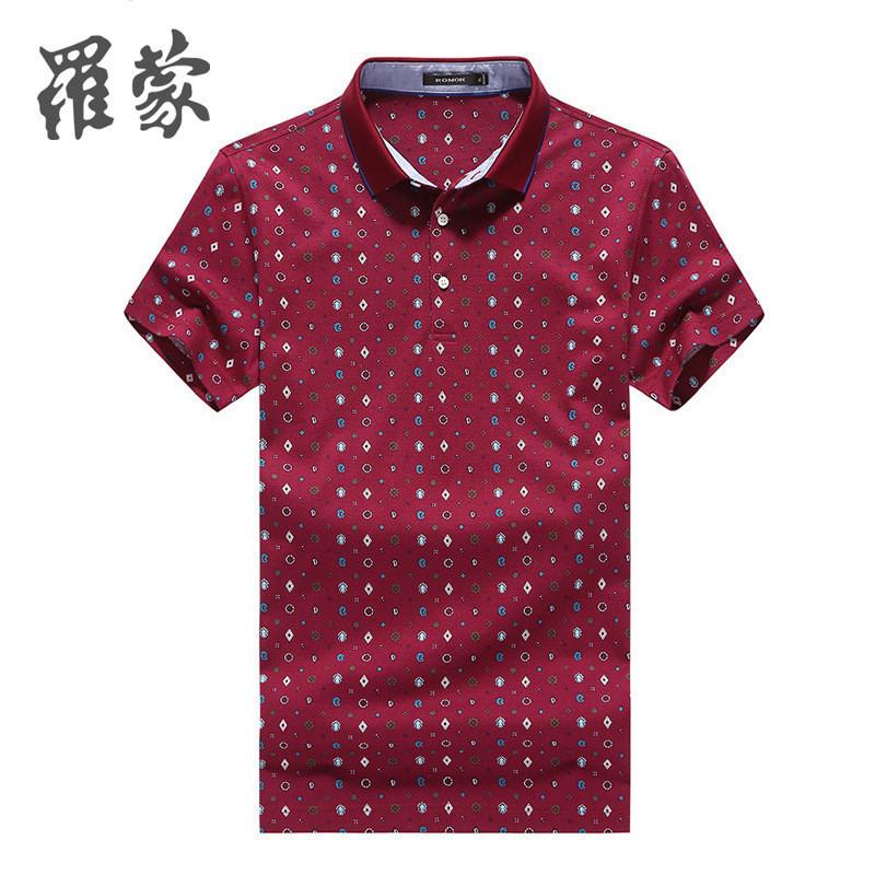 罗蒙男士短袖polo衫青年保罗衫爸爸装高纱织夏季新款男装