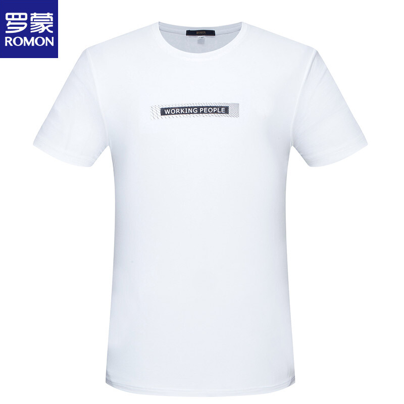 罗蒙（ROMON）短袖T恤男夏季时尚休闲修身纯色汗衫白色