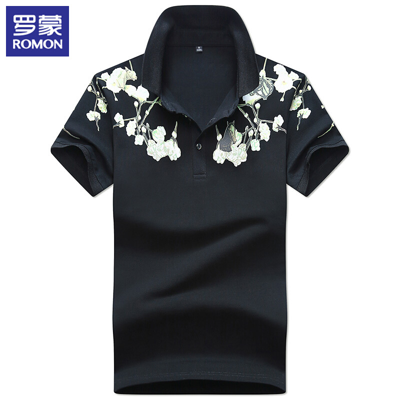 罗蒙（ROMON）短袖polo衫男夏季新款时尚休闲T恤