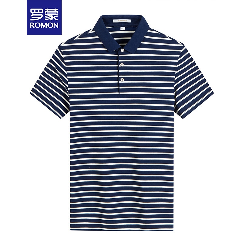 罗蒙（ROMON）polo衫短袖男2018新款条纹舒适商务T恤8TX908889