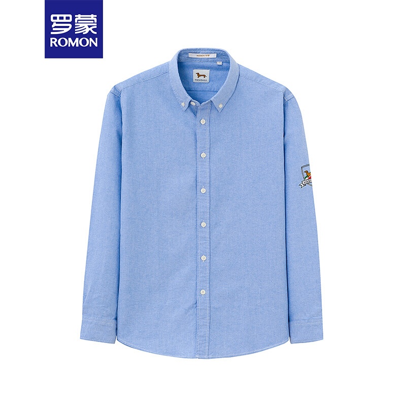 罗蒙（ROMON）男士长袖衬衫2018新款时尚纯色棉衬衫8CS936265