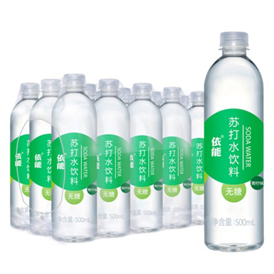 依能 苏打水 青柠味 饮料 500ml*15瓶/箱大瓶箱装优珍出品 饮用水