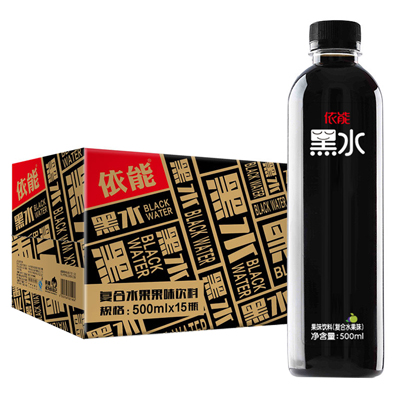 依能 黑水 复合水果味 饮料 500ml*15瓶/箱优珍公司出品箱装