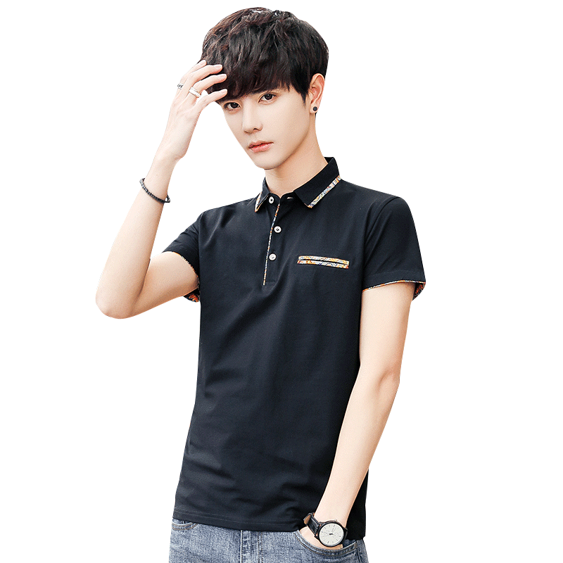 稻草人(Mexican)夏季新款百搭polo衫男式韩版潮流修身翻领学生短袖运动T恤男