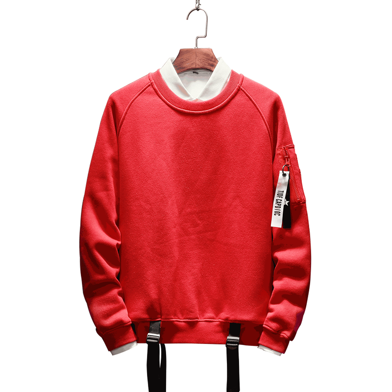 稻草人(Mexican)青少年假两件套头卫衣男修身韩版潮流百搭圆领春秋款长袖学生休闲