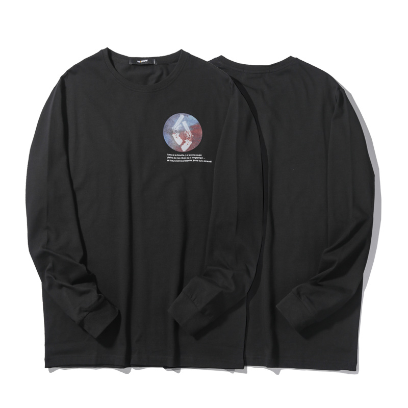 viishow秋装潮牌圆领套头休闲长袖T恤男纯棉团印花男士长t恤TC2547173