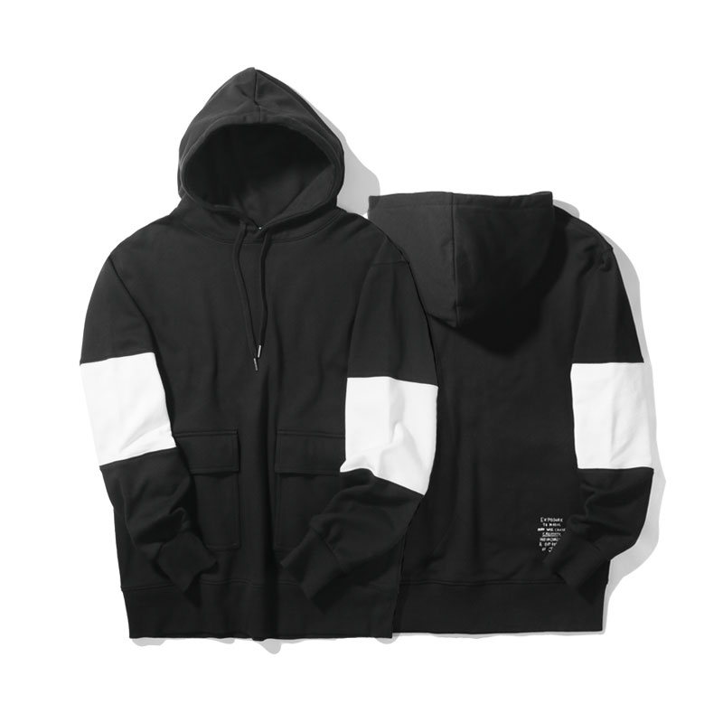 viishow秋装潮牌休闲卫衣男撞色块袖子男士卫衣连帽衫青年