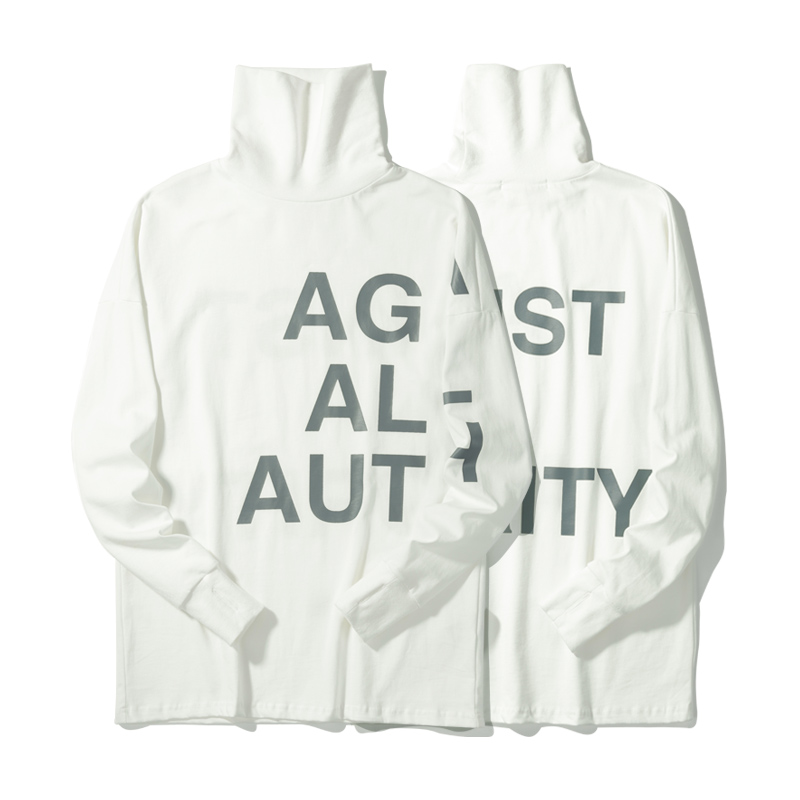 viishow秋季新品休闲长袖T恤男字母创意印花高领男士长T潮