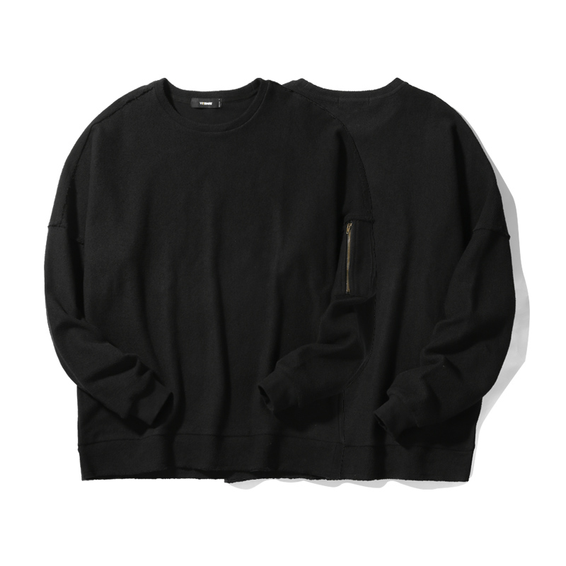 viishow秋装潮牌圆领套头休闲卫衣男纯棉拼布男士外套运动衫