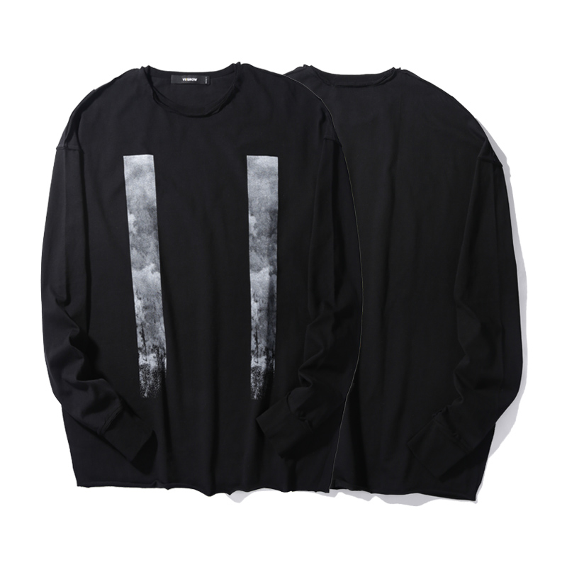 VIISHOW春秋装新品休闲长袖T恤男撞色印花纯棉圆领套头男士长T恤