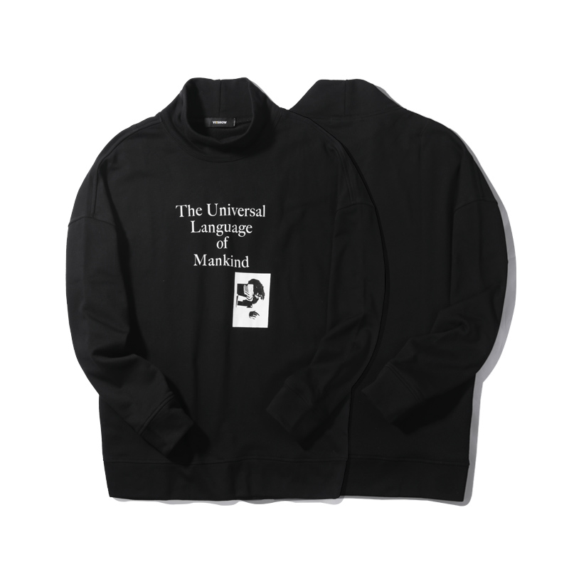 VIISHOW春秋装新品中领卫衣男圆领套头字母装饰男士卫衣外套