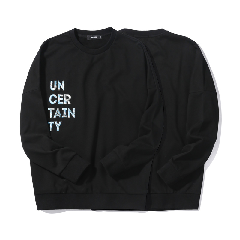 viishow秋装潮牌休闲圆领套头卫衣男字母刺绣装饰男士卫衣WD2452173