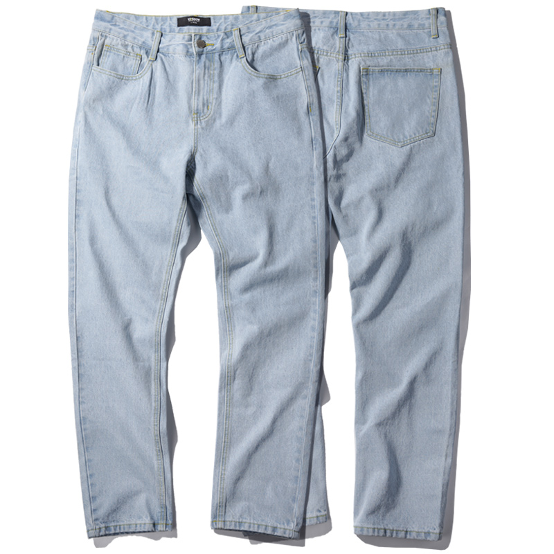 VIISHOW春秋装新品牛仔长裤男磨白水洗小脚裤男士牛仔裤子潮